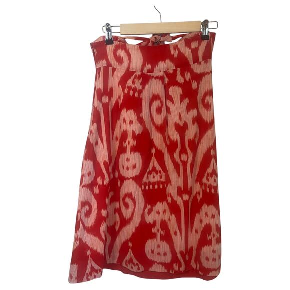 Maeve by Anthropologie Ikat Print Summer Halter Dress Red Orange Size 2 - Picture 3 of 7